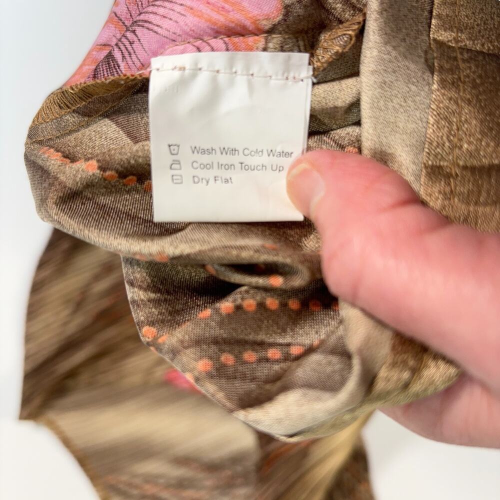 Avant-Garde Y2K Floral Pleated Top NWT Brown Pink Blouse Womens Small Medium - Picture 5 of 9